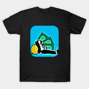 Man resting giant dollar and bitcoin make money T-Shirt